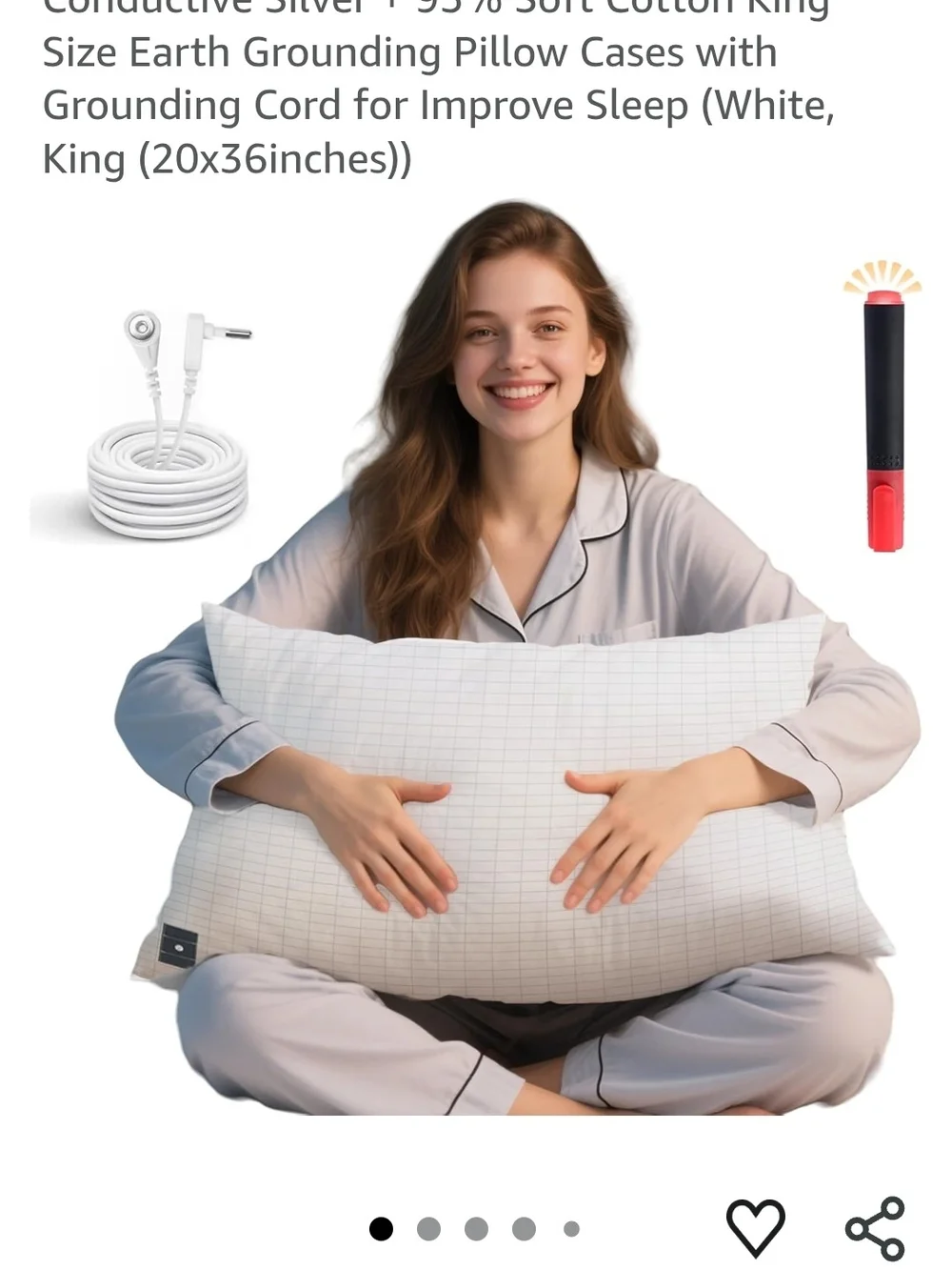 Set Of Grounding Fabric Pillowcase - Gray Organic Cotton with Silver Fiber